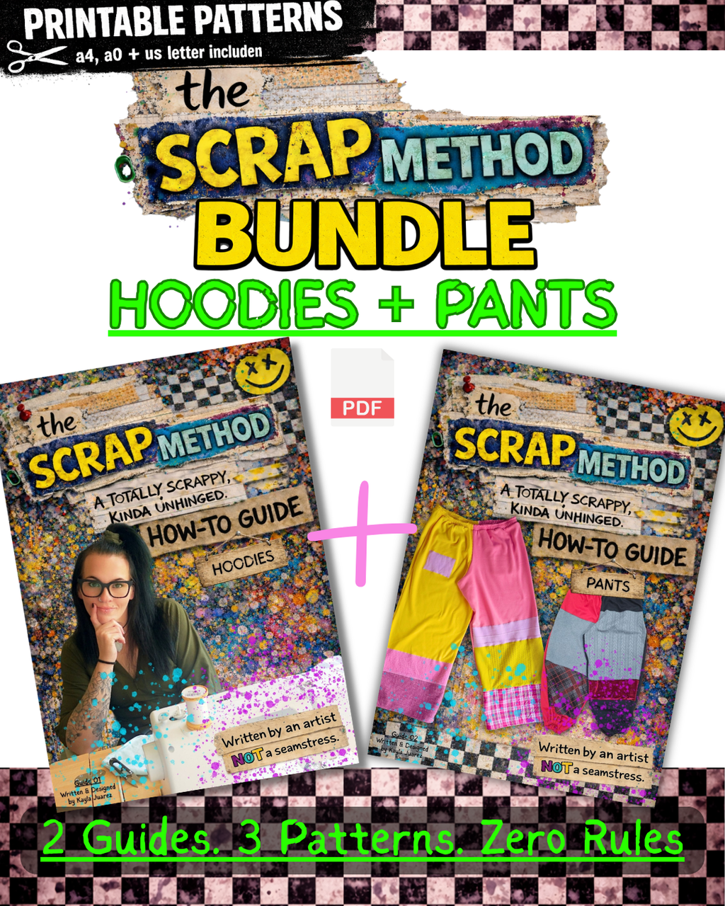 The Scrap System: Hoodie + Pants Bundle. 3 Patterns & 2 Guides