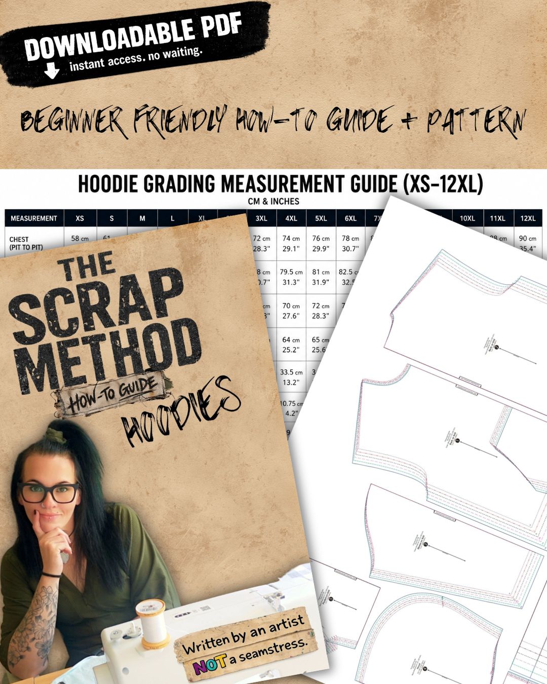 The Scrap Method - How to guide & Printable Hoodie Pattern