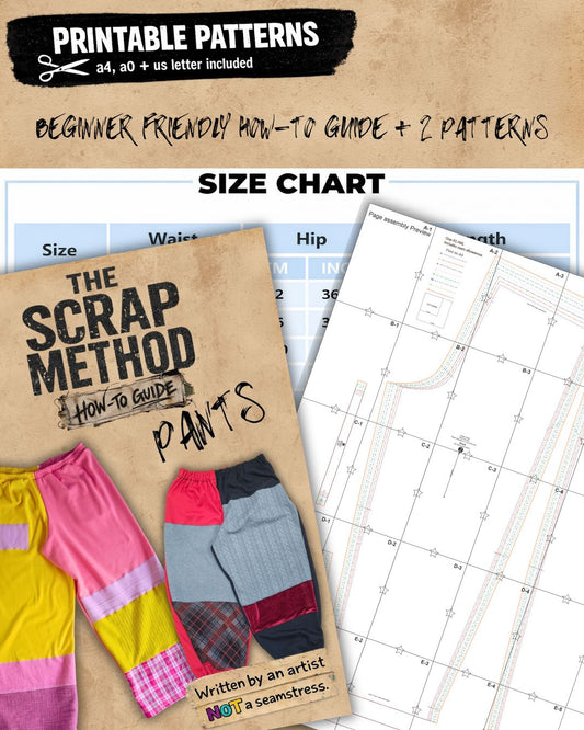 The Scrap Method: Pants - How To Guide + 2 Printable patterns(Wide Leg + Cuffed bottom)