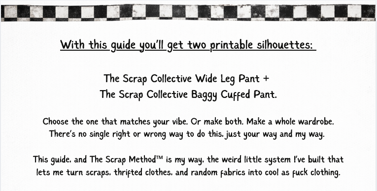 The Scrap Method: Pants - How To Guide + 2 Printable patterns(Wide Leg + Cuffed bottom)