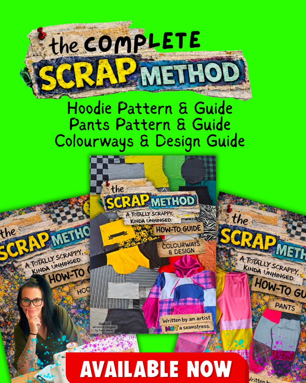 Complete Scrap Method - Hoodie & Pants patterns & guides, + Colourway guide