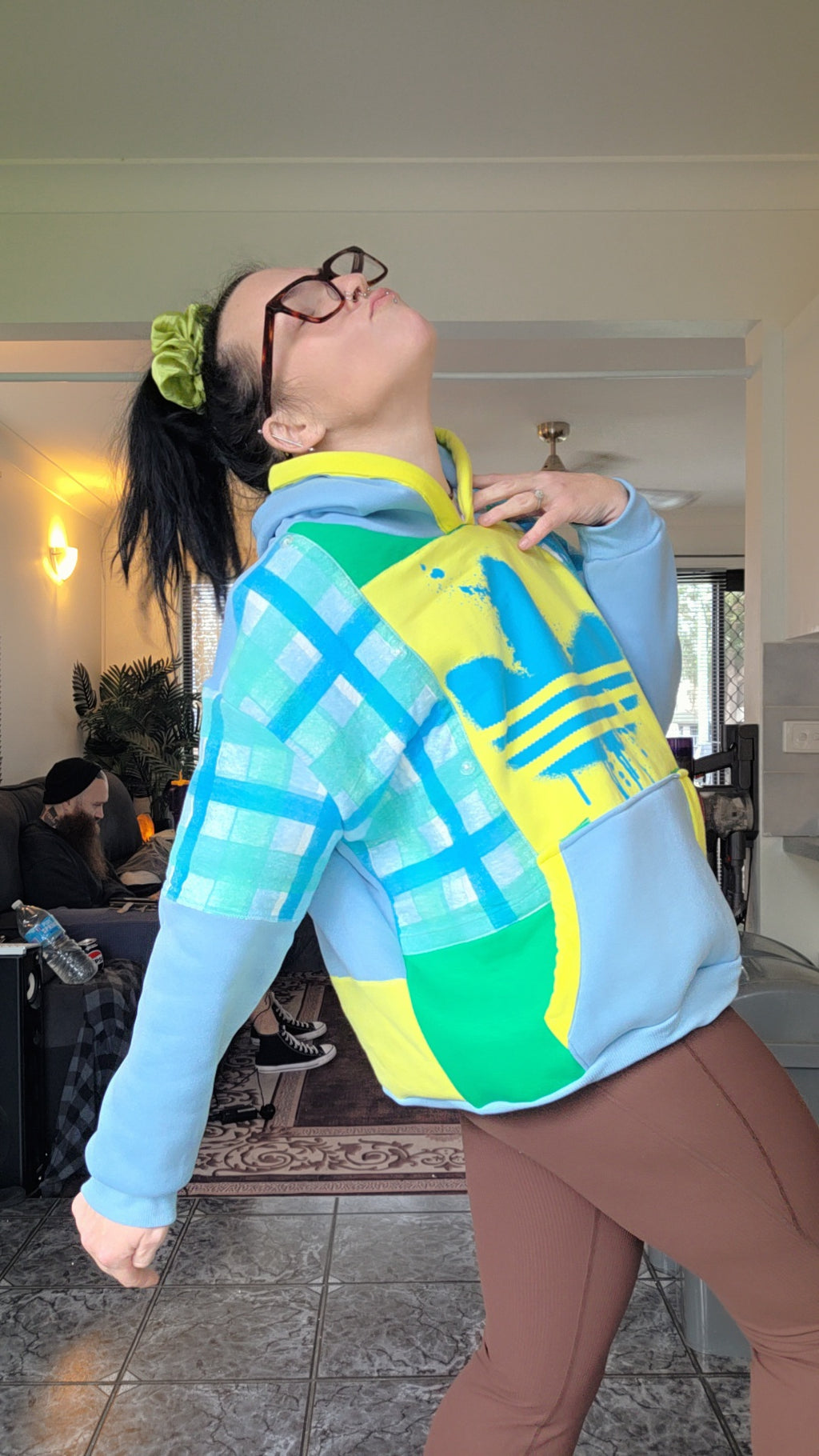Green blue and yellow hoodie