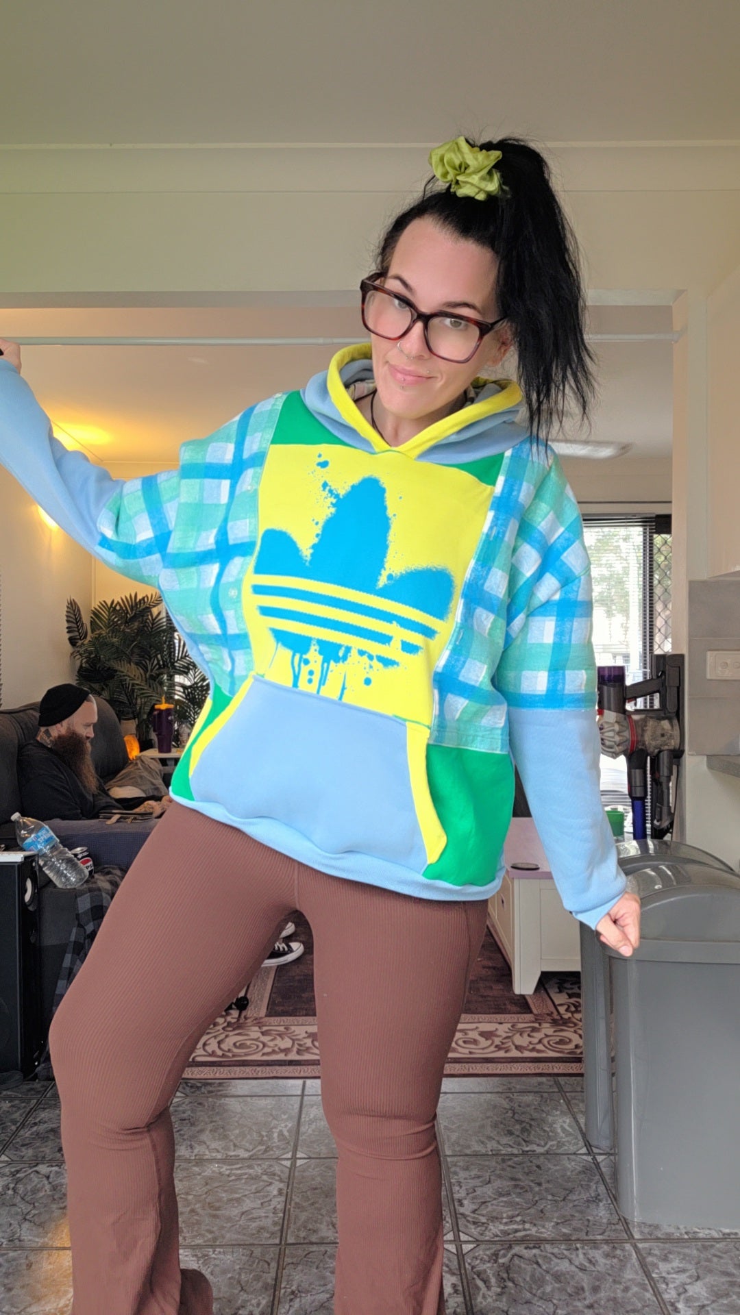 Green blue and yellow hoodie