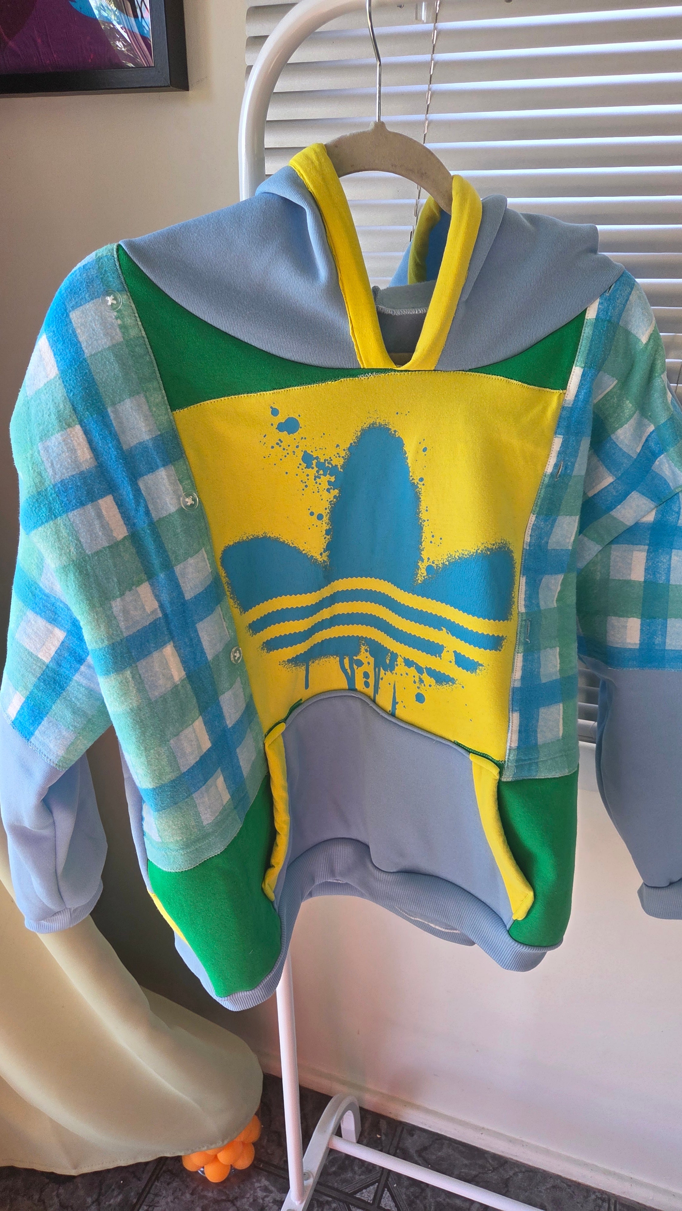 Green blue and yellow hoodie