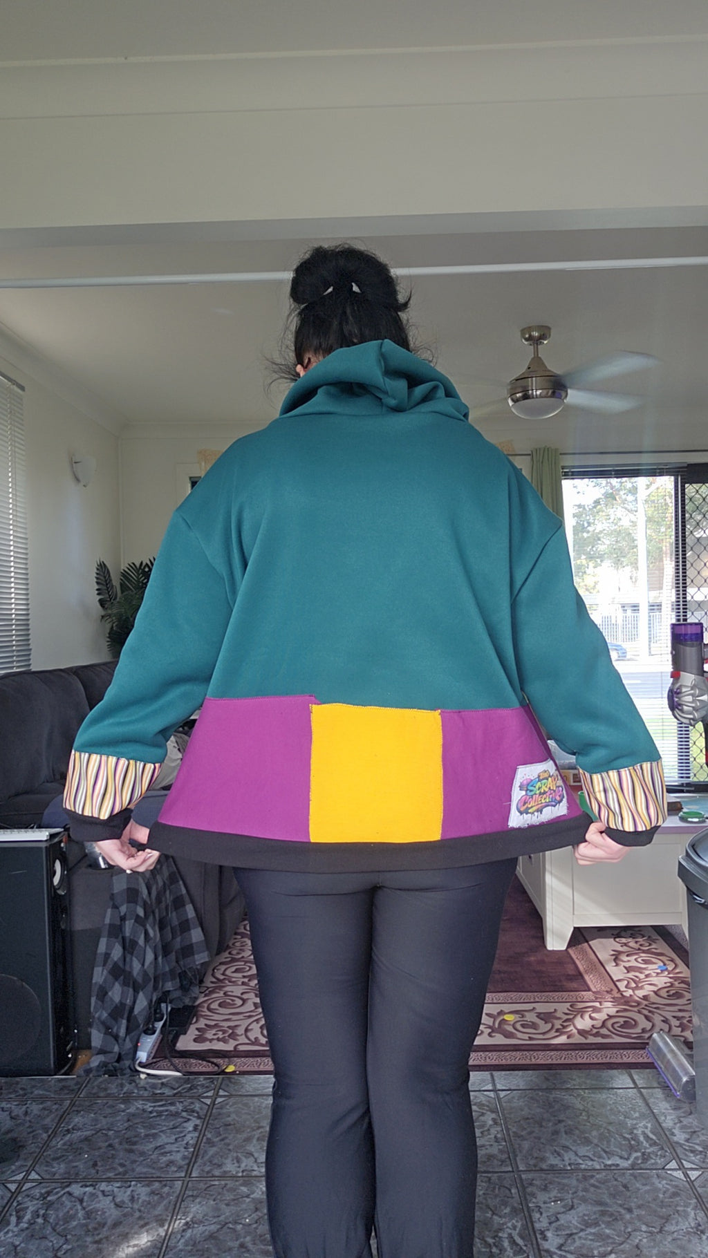 Green, Purple & mustard hoodie