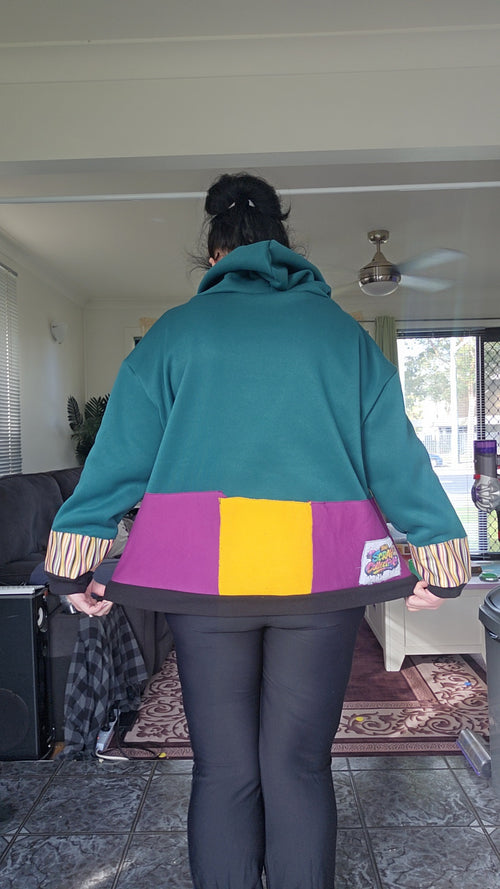 Green, Purple & mustard hoodie