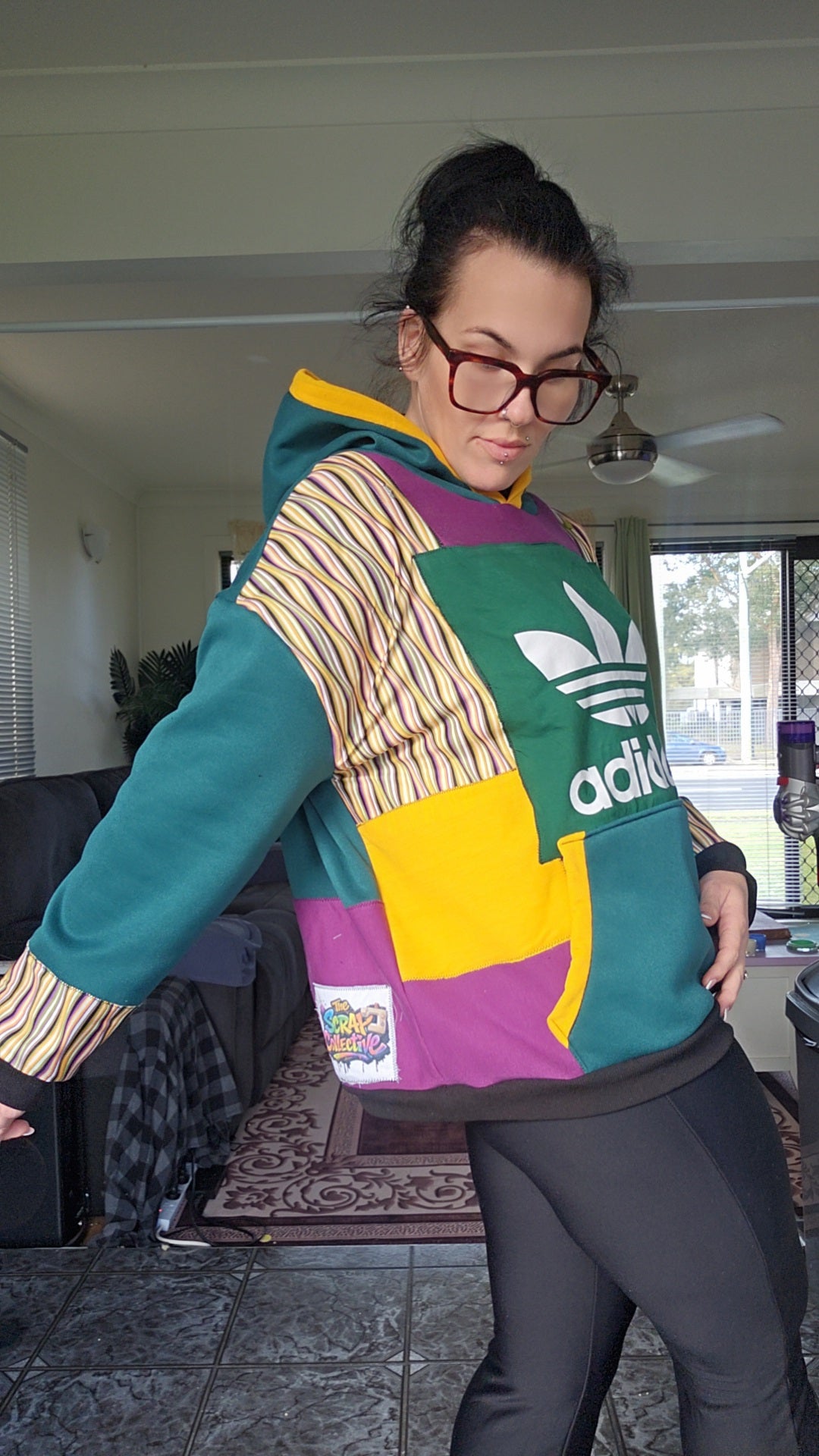 Green, Purple & mustard hoodie