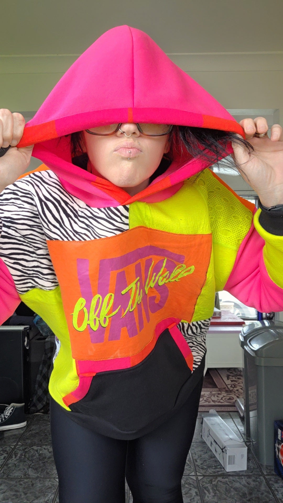 Neon and Zebra hoodie