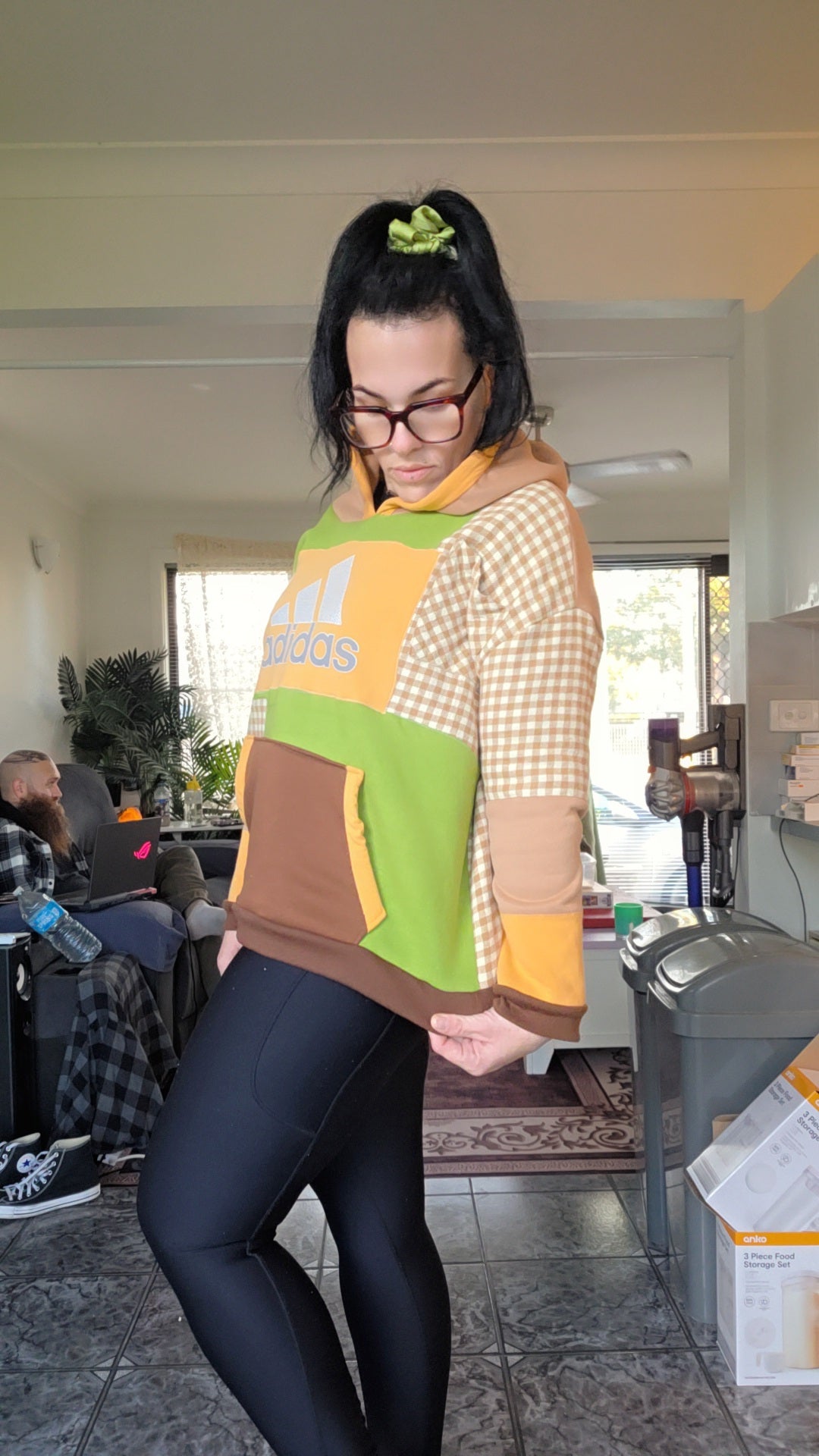 Brown, Green & Orange/Beige hoodie
