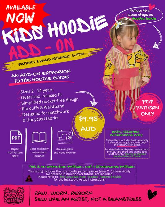 Kids Hoodie Add-On Pattern (Size 2 - 14 Years)